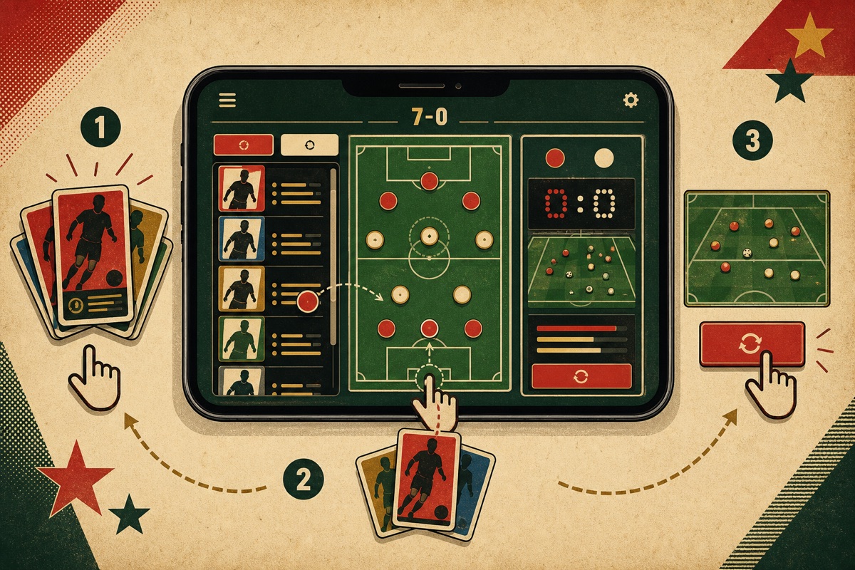 Flujo de Sete a Zero en móvil con sorteo, plantilla disponible y campo del XI